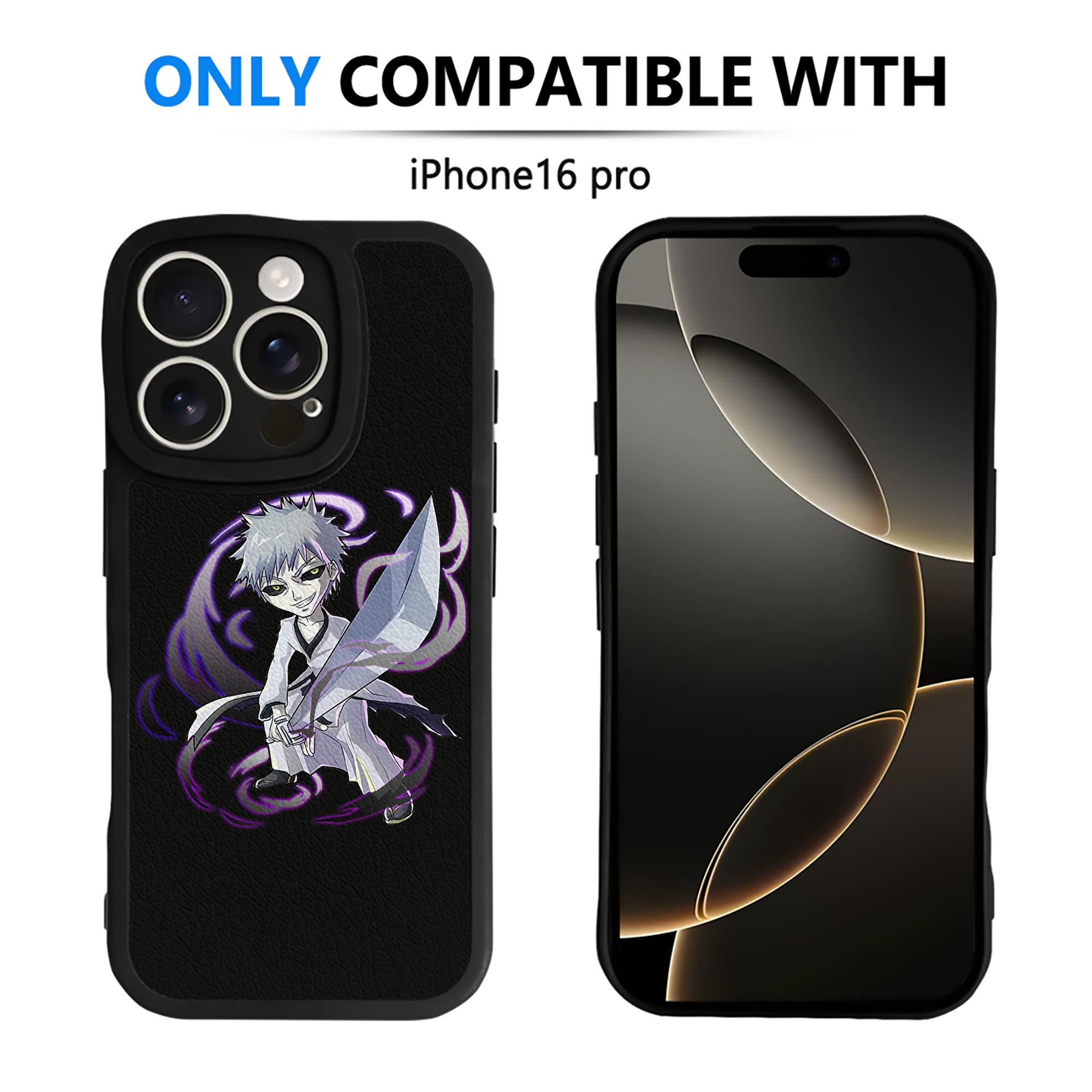 （画像用） ブリーチ 黒崎一護（くろさき いちご）BLEACH Kurosaki Ichigo 【iPhone 16シリーズ対応】シリコンスマホケース（レザー調） 材質：シリコン